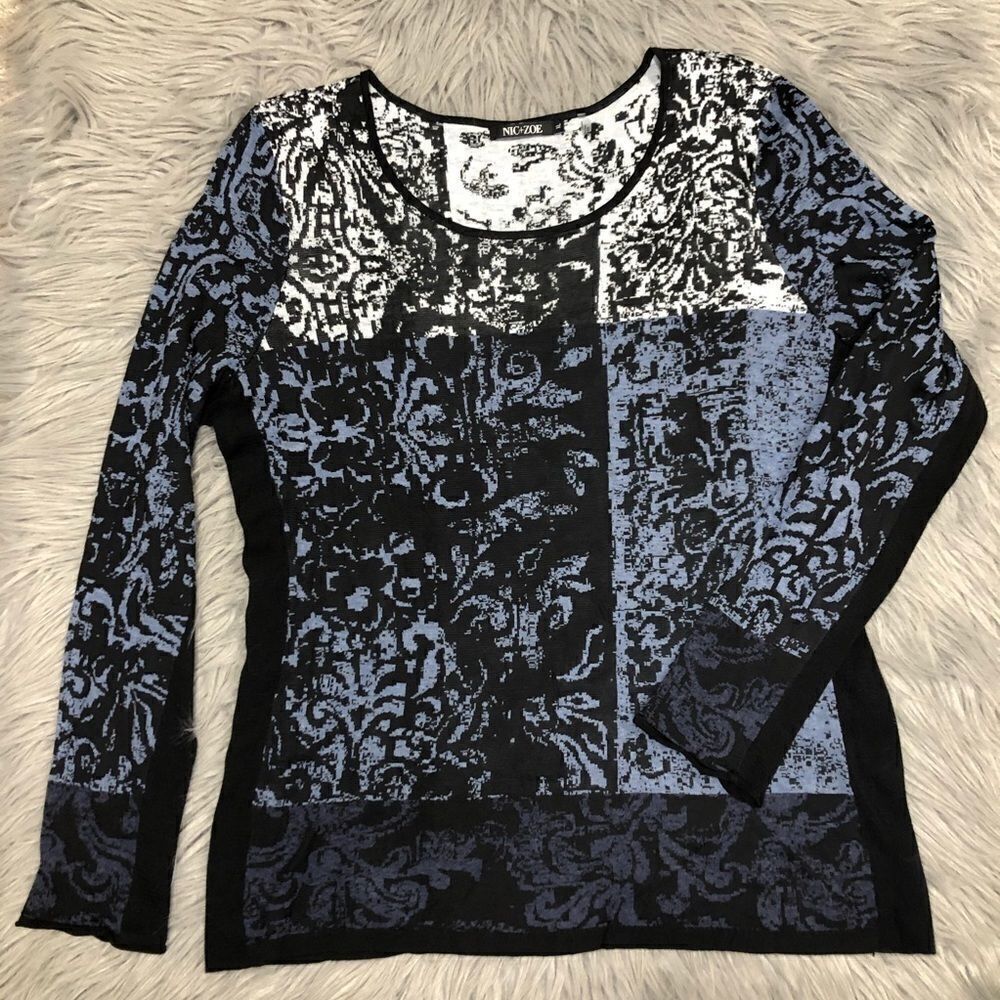 NIC + ZOE Scoop Neck Floral Printed Long Sleeve